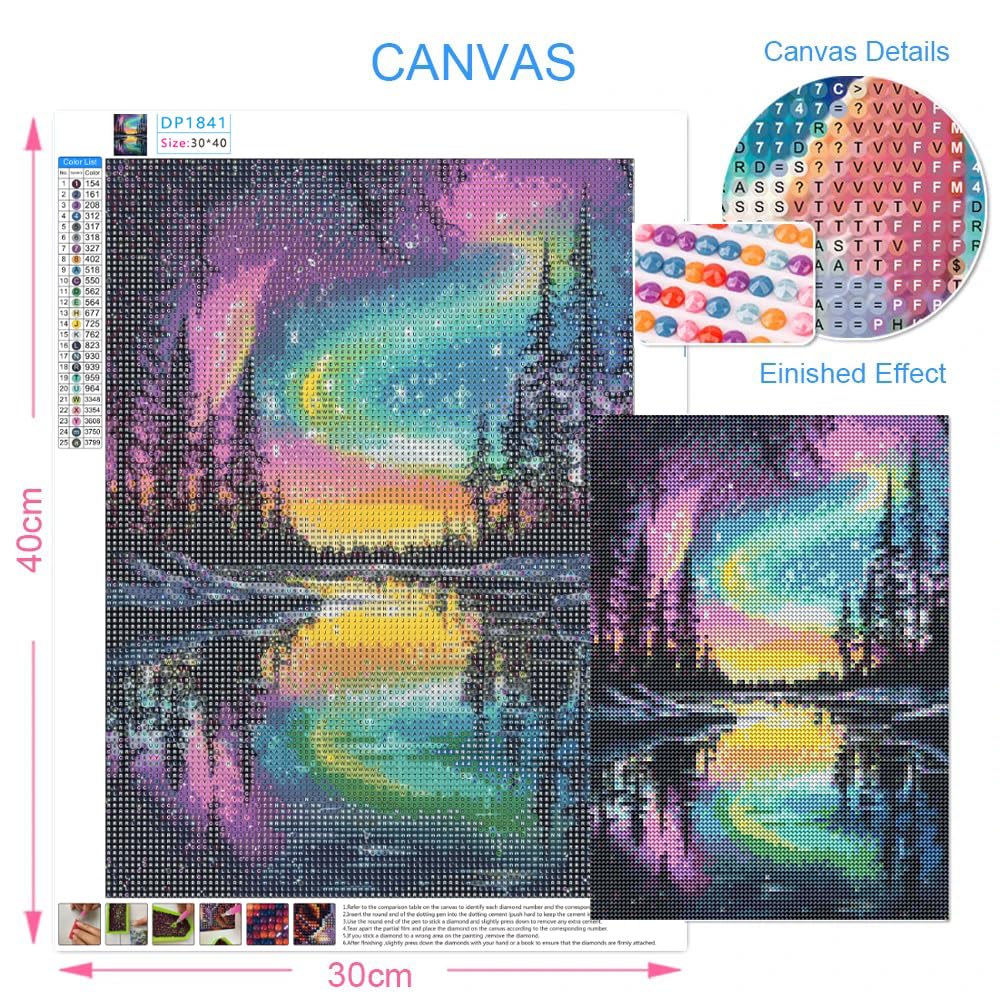HKLIOPU Northern Lights Diamond Art Kits Adults,5D Diamond Painting Kits for Beginners Kids,Full Round Drill Gem Art Kits Crafts Home Decor 12x16Inch - Image 2