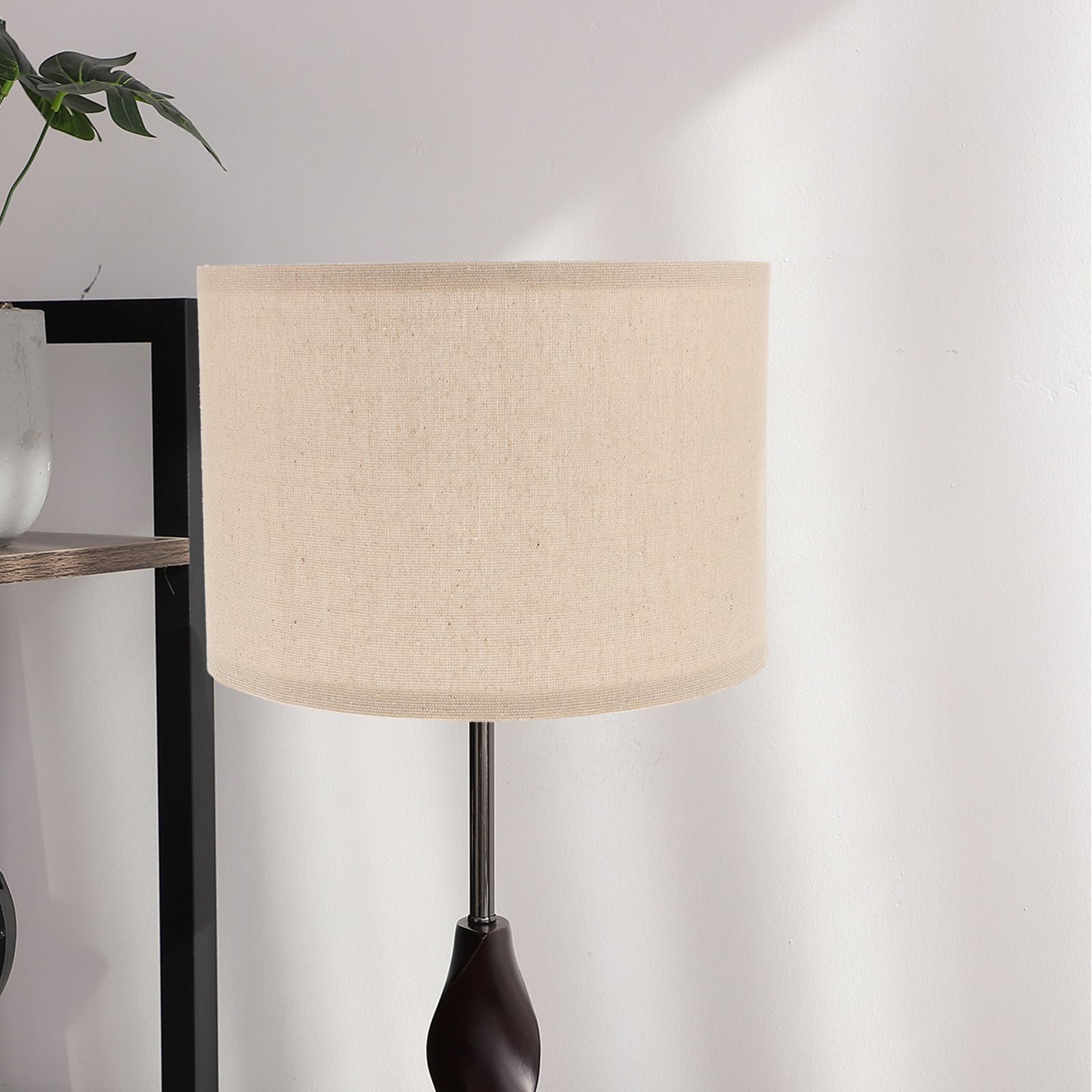 Paralume per Lampada da Terra e Applique da Parete, Tamburo in Lino Beige 26X19 CM, Copertura Rimovibile, per Salotto e Ufficio
