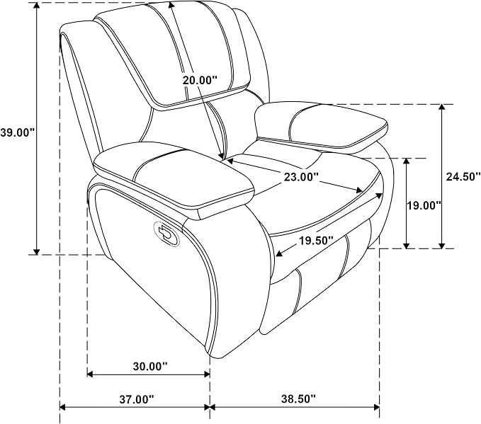 Sillón Reclinable Tapizado Rojo miniatura 3