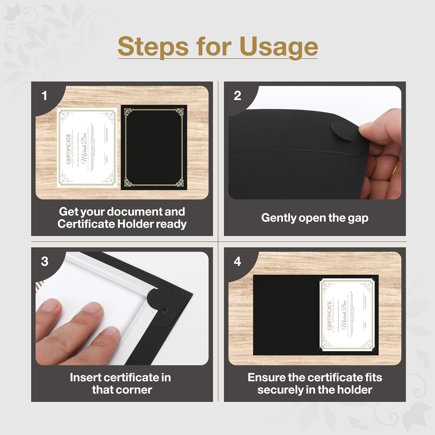 Black Certificate Holders 8.5 x 11, 200 Pcs - Used as Award Certificate Folders with Gold Foil Border for Letter Size 8.5" x 11" Certificates, Awards, Documents and Diplomas