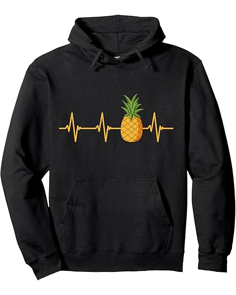 Funny Pineapple Heartbeat Outfit Pulse Line Pineapple Pullover Hoodie