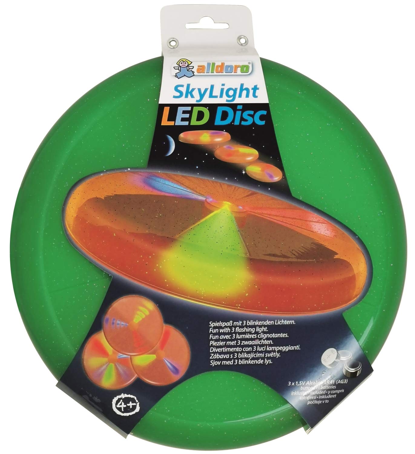 alldoro Sky Light, diámetro Aprox. Disco Frisbean de 27 cm con 3 LED para Playa, jardín y Exterior, Juego de Lanzamiento para niños a Partir de 4 años y Adultos, Color Naranja, (63019) — view 8