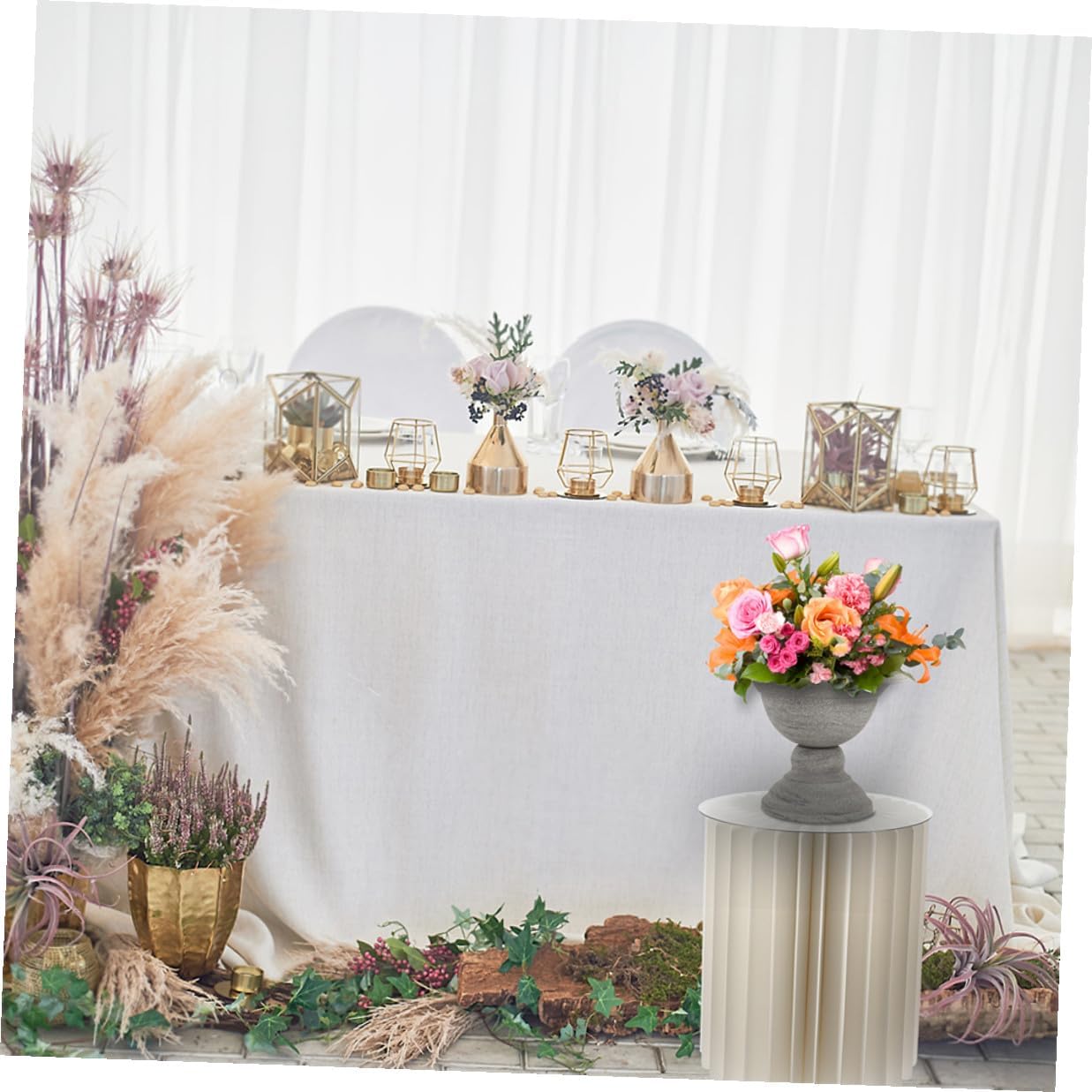 2pcs Foldable Paper Cylinder Cake Pedestal Stands for Party Decor, White Reinforced round Columns 30cm Diameter X 20cm 40cm Height, Wedding and Birthday Table Centerpieces