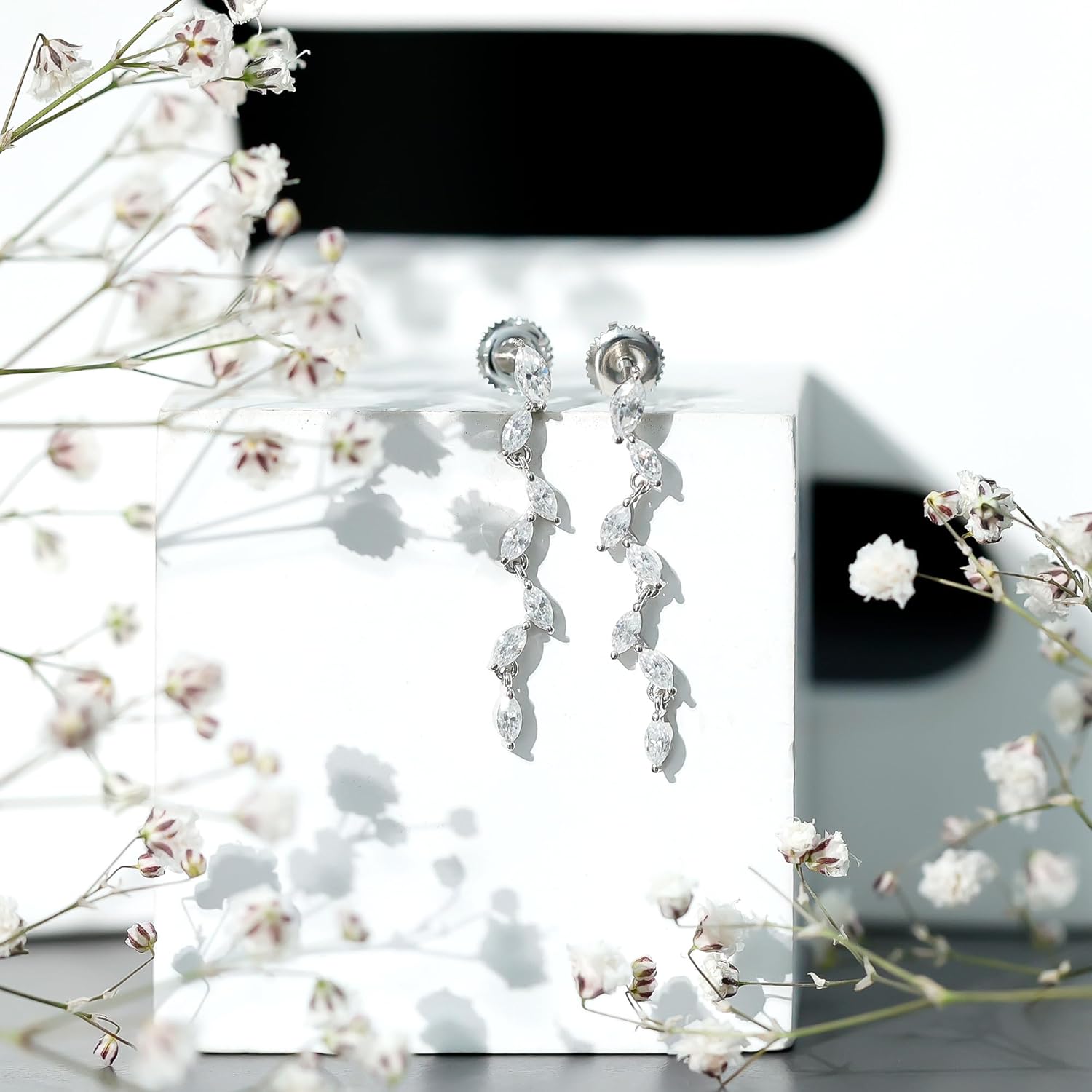 Certified Moissanite Dangle Earrings in Silver, D-Vs1 Quality, Womens Moissanite Long Earrings (Ideal For Gift) - Image 5