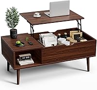 Vista 8 de OLIXIS Mesa de Centro de Café de Madera con Tapa Elevable con Compartimento Oculto y Estante de Almacenamiento Grande, Mesa de Comedor Central