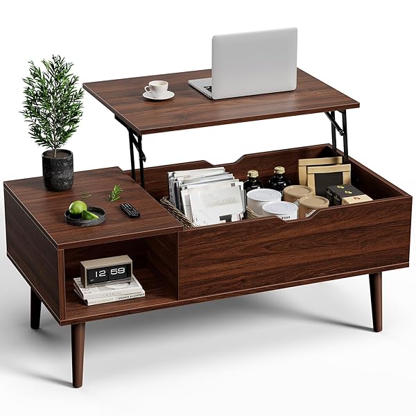 Dark Brown Lift Top Storage Table