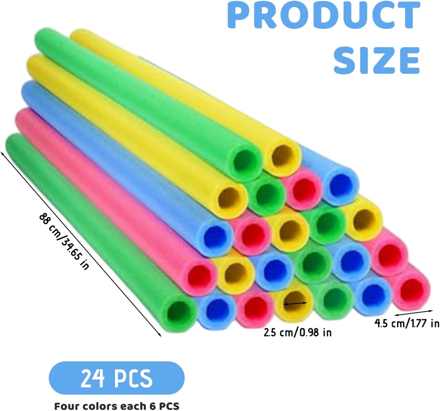 Trampoline Pole Covers, 35 Inch Trampoline Poles Replacement, 24PCS Waterproof PE Foam Replacement Parts for Indoor and Outdoor.-