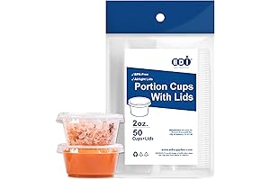 EDI [2 OZ, 50 Sets] Clear Disposable Plastic Portion Cups with Leakproof Lids