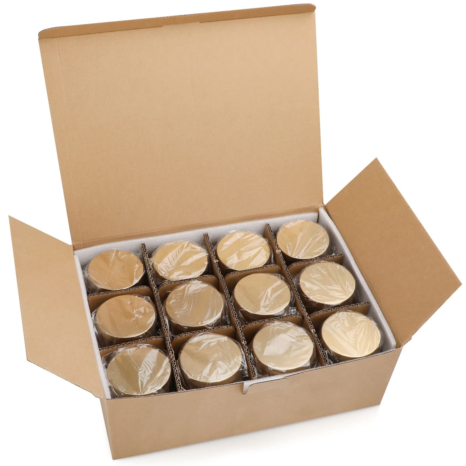 Tontenitori per Candele 24 Pezzi, Metallo Vuoti per Fare Candele Mini Barattoli da 8oz Accessori per Kit di Candele Fai da Te, Mamma Regalo Barattoli per Conservare il Tè Secco Dolci Spezie Regali Oro