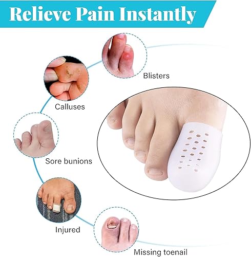 Miniatura 6 de Protectores de dedos grandes, 8 unidades de silicona para dedos grandes y puntera de gel para hombres y mujeres, para evitar el alivio del dolor de