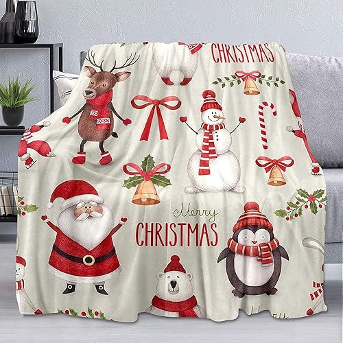 Vista 71 de LUVIVIHOME Manta de Feliz Navidad, bolas de Navidad azules doradas, manta de invierno con copos de nieve, manta individual, acogedora manta cálida
