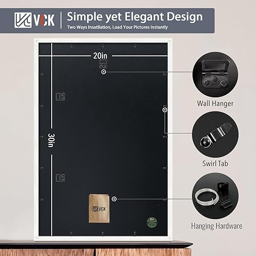 Miniatura 3 de VCK Marco para póster de 16 x 24 pulgadas, con paspartú de 16 x 24 pulgadas, exclusivo portarretratos de madera maciza texturizada, formatos