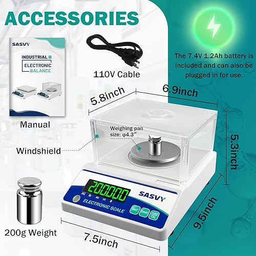 Miniatura 6 de Báscula de laboratorio 17.64 oz x 0.00 oz Escala científica gozctlb Balanza analítica electrónica digital de alta precisión para joyería, cocina,