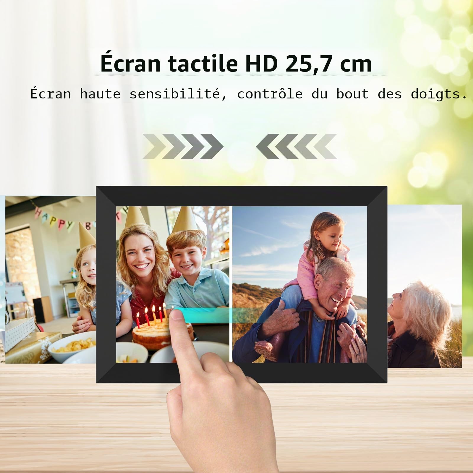 AKImart Frameo Cadre Photo numérique WiFi 32 Go Cadre Photo numérique 10,1" 1280 x 800 IPS Écran Tactile LCD Smart Cloud Cadre Photo avec Rotation Automatique Moments Partager immédiatement Via