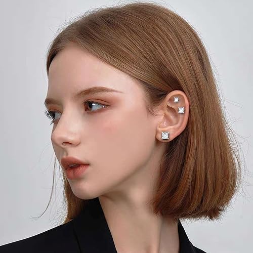 Miniatura 7 de Arete magnético de acero inoxidable Jstyle 3 pares para hombres y mujeres sin perforación con circonio de 4 a 10 mm