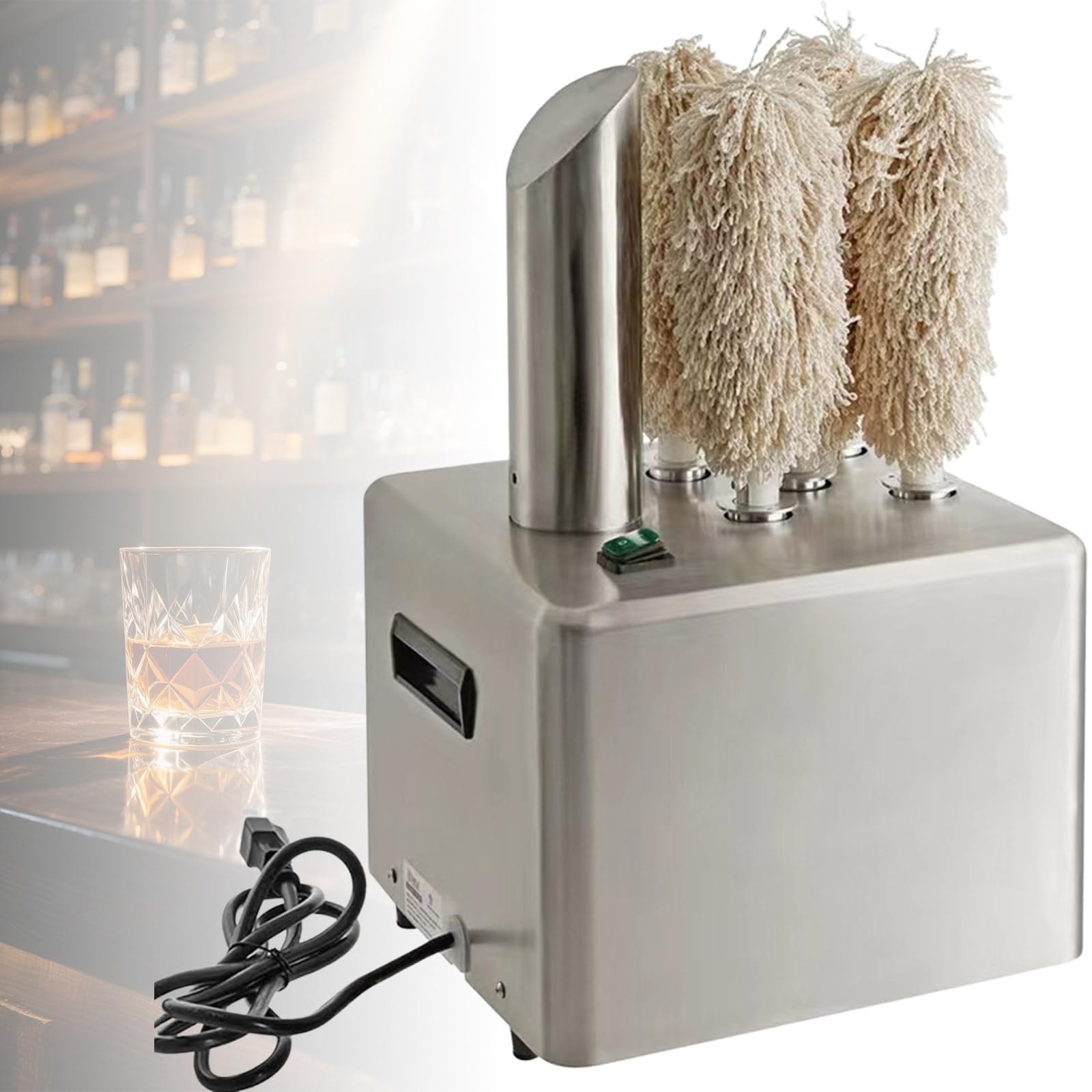 JKJZSALJ Wine Glass Polishing Machine, 1350W Stainless Steel With 5 Brushes & Drying, For Bars And Cafes, 8 Heads,5Heads