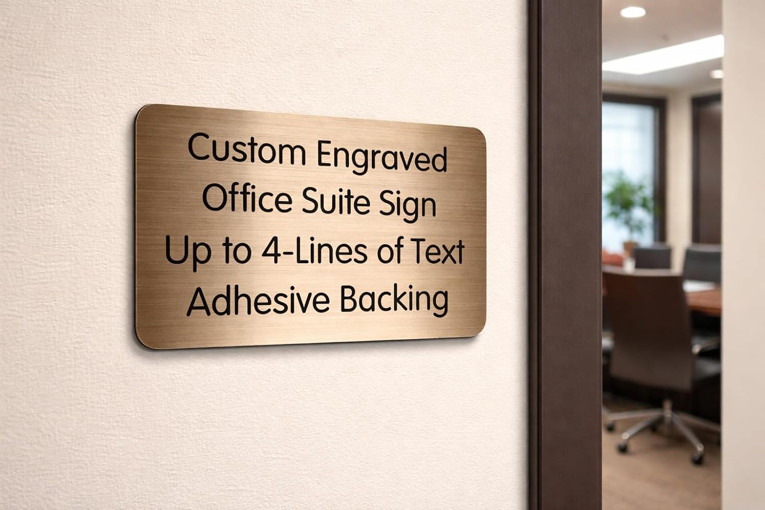 Custom Engraved 4x6 Dark Bronze Office Door Sign | Adhesive Wall Plaque for Home Business Wayfinding