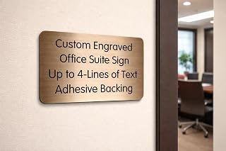 Custom Engraved 4x6 Dark Bronze Office Door Sign | Adhesive Wall Plaque for Home Business Wayfinding