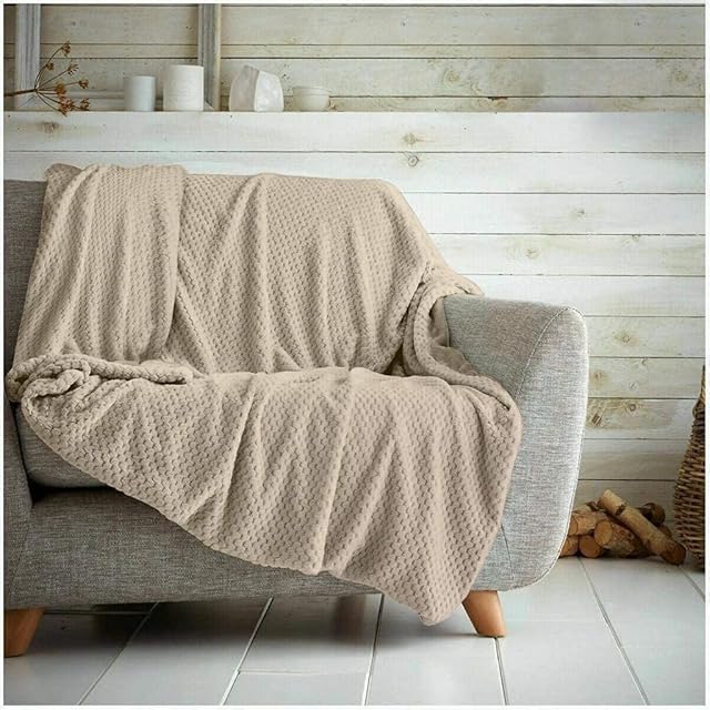 Kinfolk Textile Waffle Throw Honeycomb Blanket Soft Warm Cuddly Sofa Travel Bedspread (Mink, Double - 150 x 200cm)