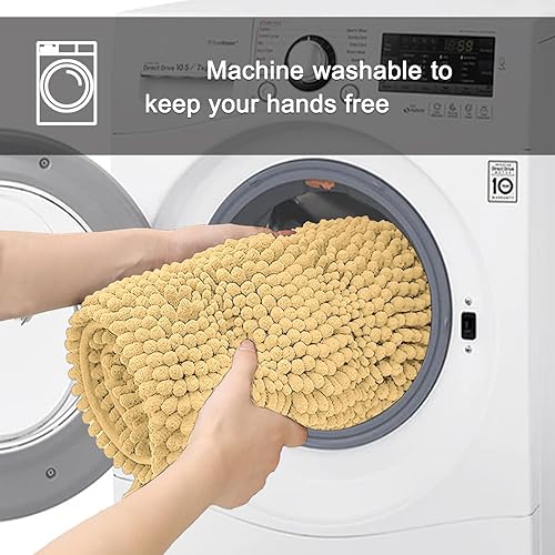 Miniatura 8 de BOANKODU Juego de 2 tapetes de baño de chenilla, cuadrados + cuadrados (20 x 32 pulgadas + 16 x 24 pulgadas), juego de alfombras de baño de felpilla