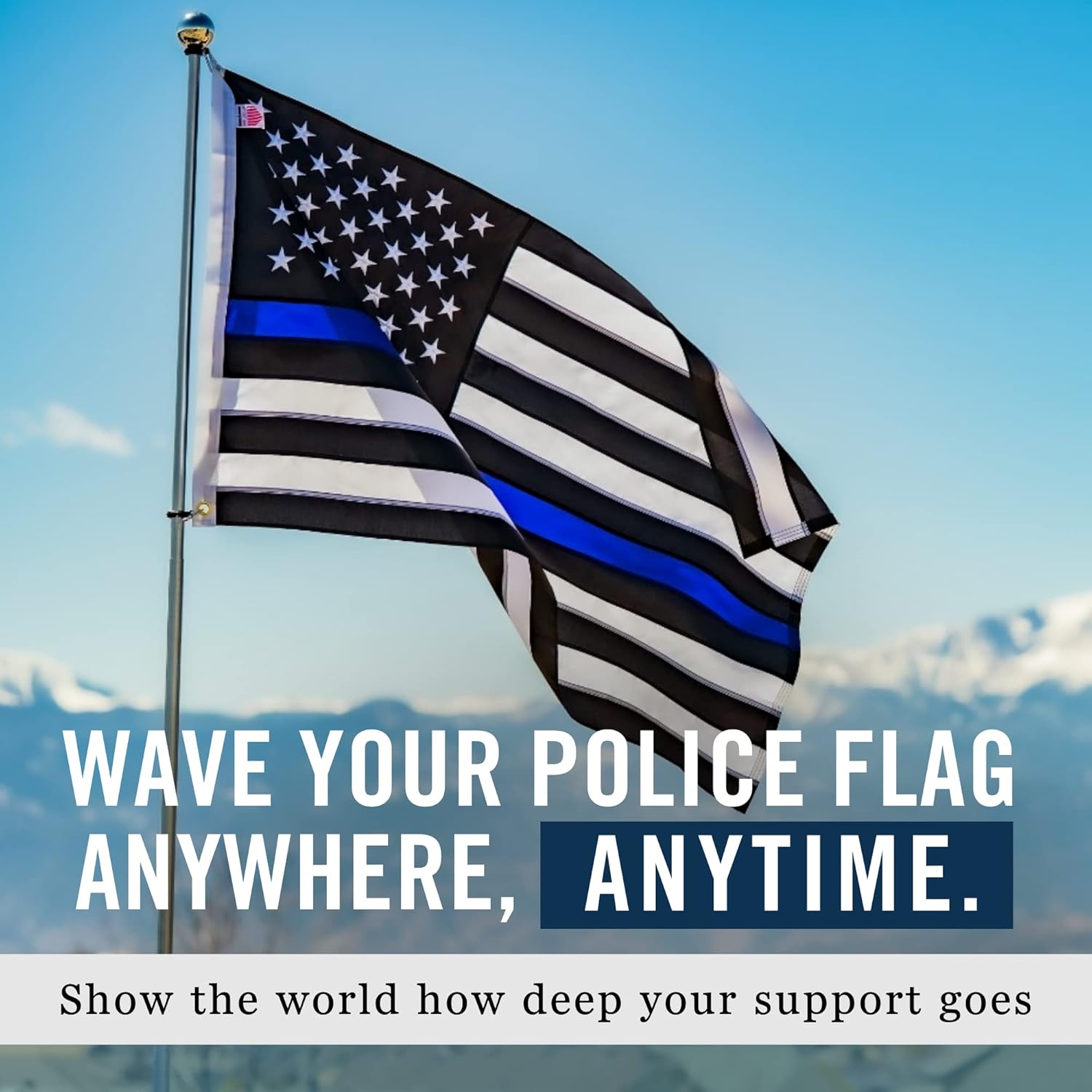 Thin Blue Line Embroidered USA Flag - 3x5 ft Heavy Duty | Vivid Colors with Quadruple Stitched Fly End | Durable High-Performance 210D Nylon | Brass Grommets