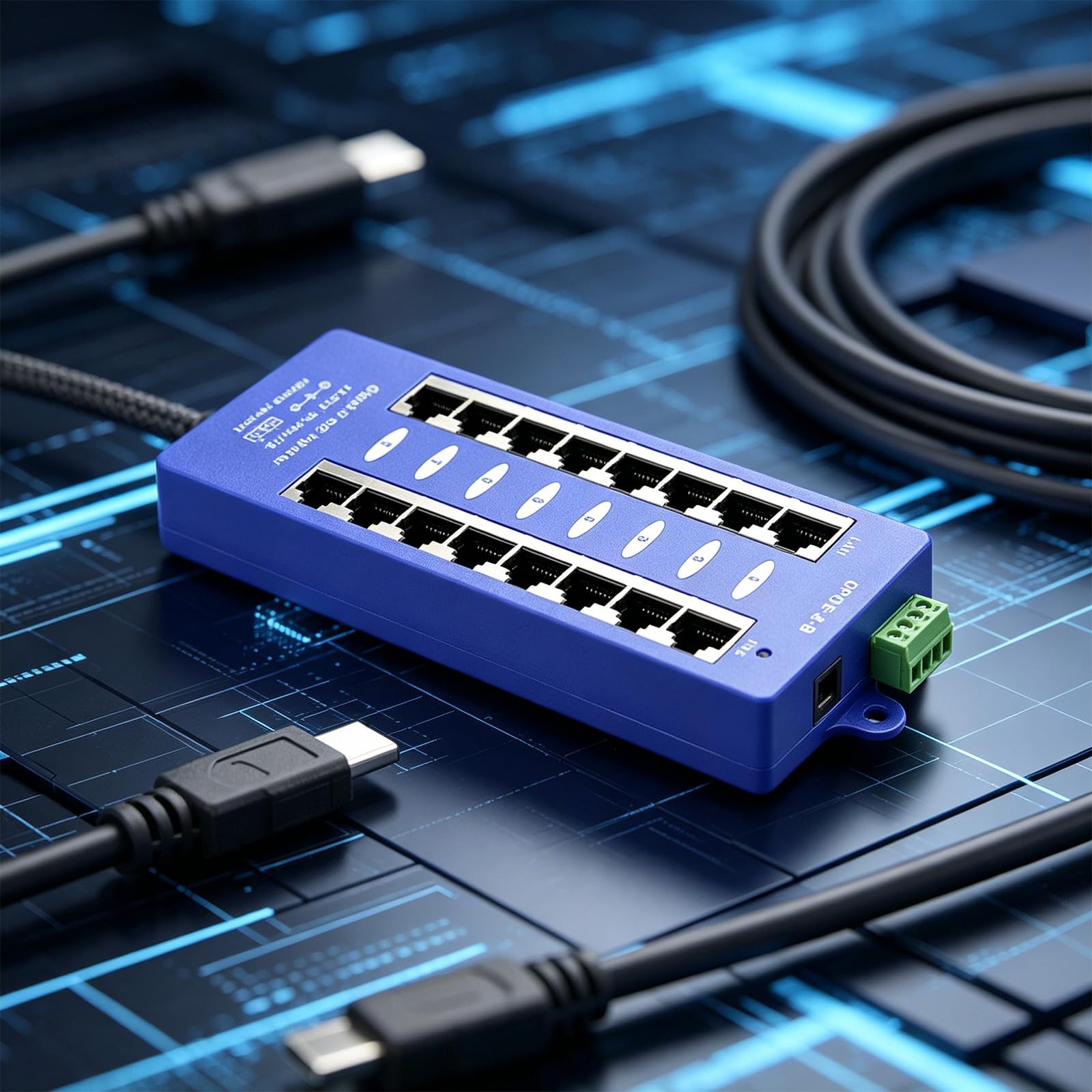 Iniettori Power Over Ethernet a 8 Porte salvaspazio, PVC | dispositivo salvaspazio supporta la trasmissione dei dati per i punti accesso delle fotocamere