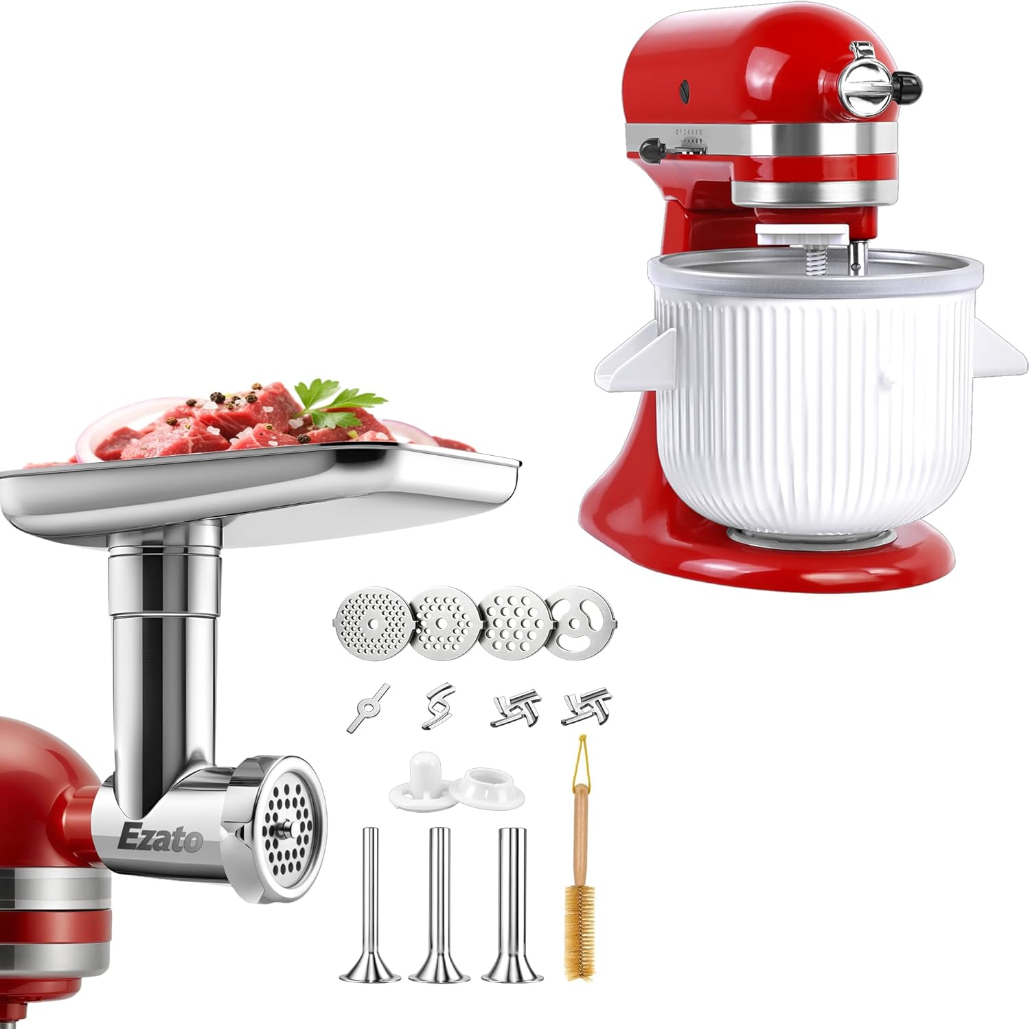 Stainless Steel Grinder Attachment & Ice Cream Maker Attachment