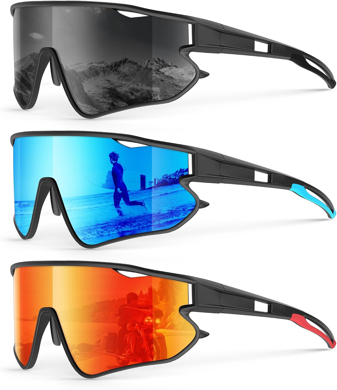 KALIYADI Polarized-Sunglasses Men Polarized Cycling-Sunglasses: Sports Sun Glasses for Running Cycling UV400 Protection