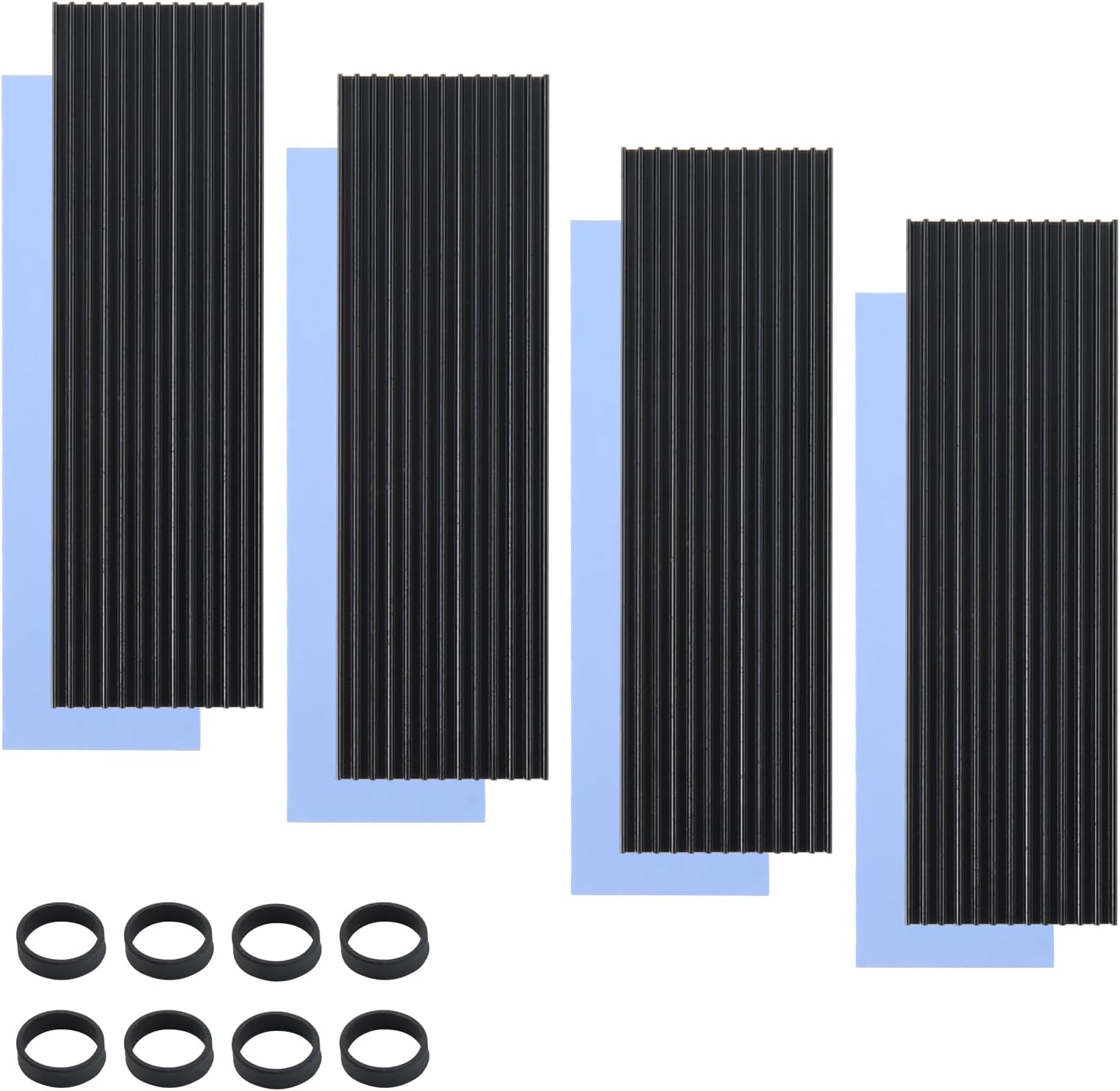 M.2 SSD Heatsink 4PCS 2280 SSD Heat Sink with NVMe SSD Thermal Pad NVMe Heat Sink with 8 Black Rubber Straps for PC/PS5 M.2 PCIE NVMe SSD or M.2 SATA SSD
