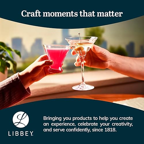 Vista 27 de Libbey Entertaining Essentials - Juego de 6 vasos de Martini aptos para lavavajillas, vasos de Martini de tallo alto para fiestas y más 8 oz - Juego