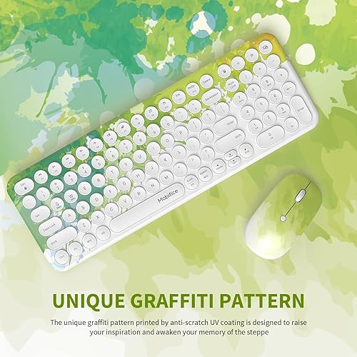 Miniatura 9 de Combo de teclado y mouse inalámbricos USB de 2.4 GHz, ultrafino, compacto, silencioso, retro, juego de teclado y mouse para computadora de oficina,