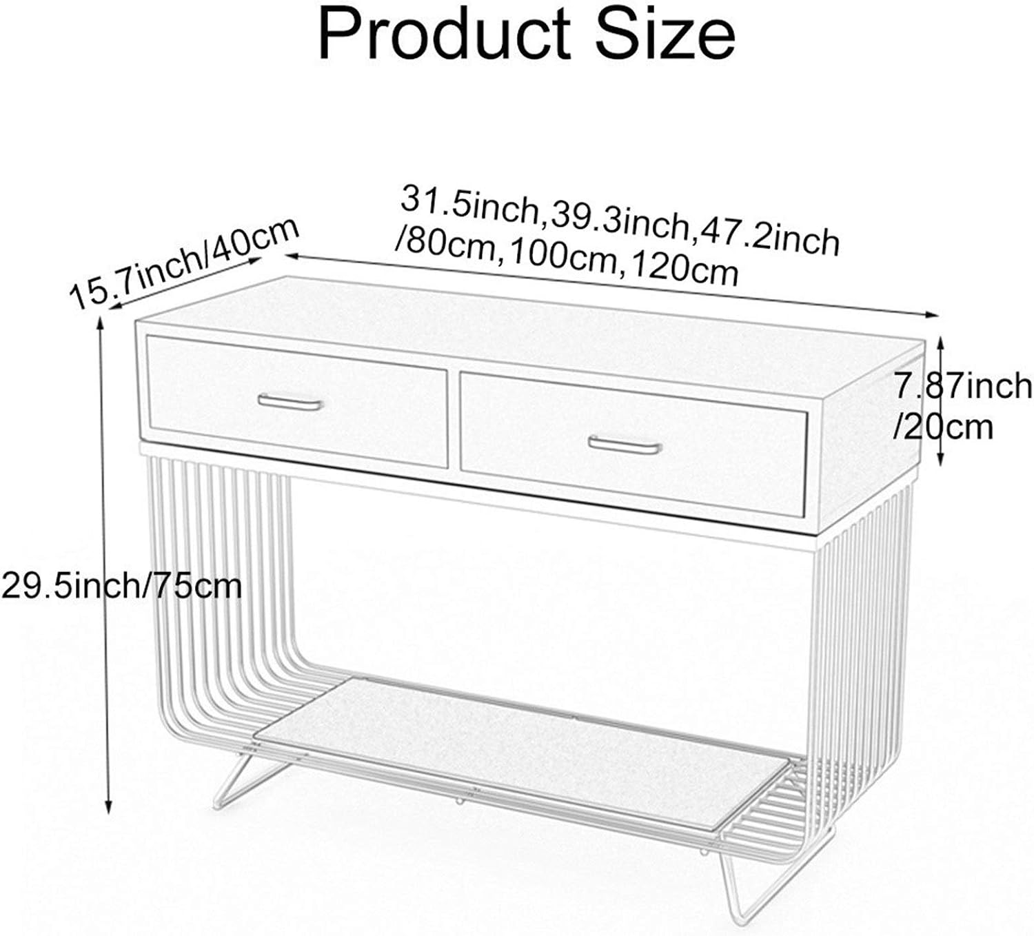 Dressing Table Vanity Mirror Set Dressing Table Bedroom Simple Dressing Table Dressing Table Girls Children 2 Drawer Vanity Table Set (Size : Length 80cm) (Length 100cm)