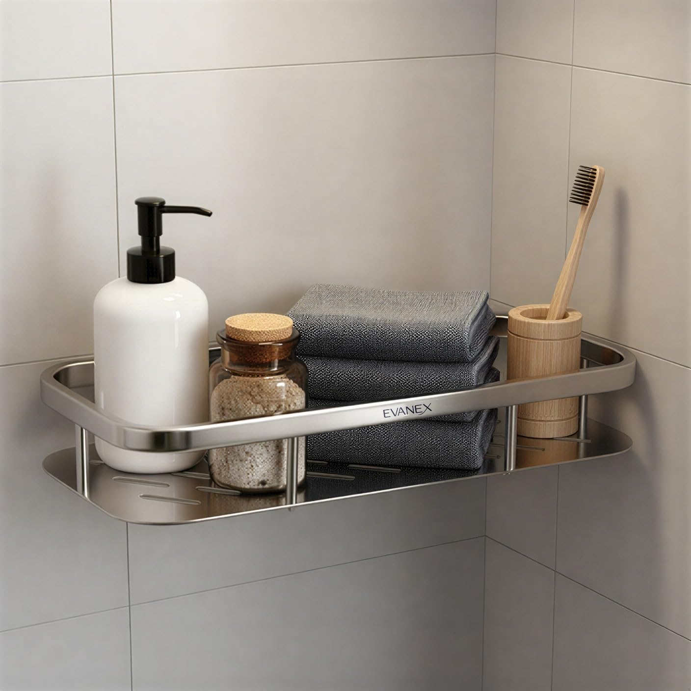 Bathroom Shelf Wall Mount, 12x5 Inch, 304 Grade Bathroom Shelf, Stainless Steel Wall Mount Shelf, Multipurpose Storage & Organizer Rack, Bathroom Racks and Shelves Accessories Set-image-6