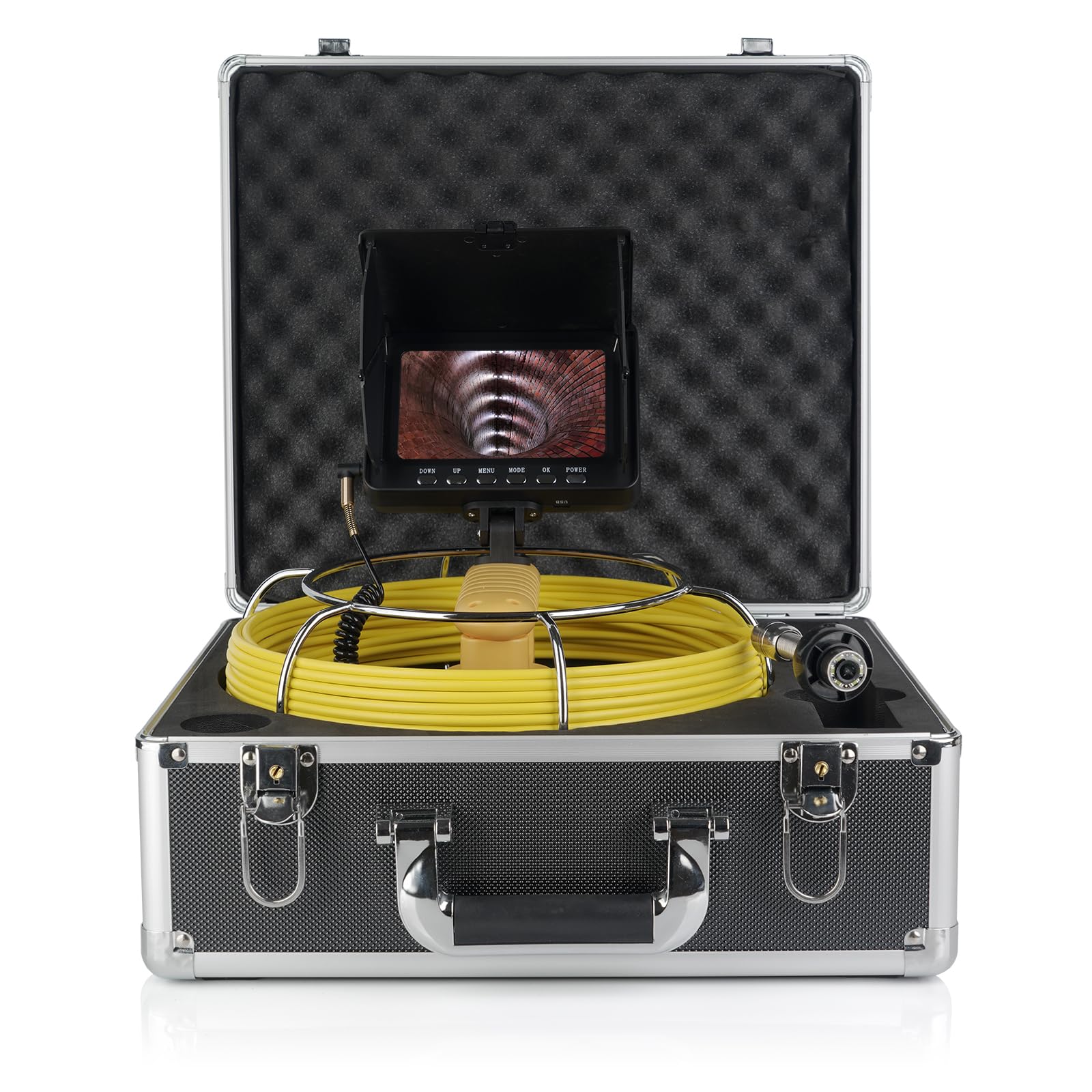 KAOLALI Cámara Endoscópica con Pantalla DVR de 5 Pulgadas, Cámara de Inspección IP68 Impermeable ángulo de 110° Cámara de Inspección con 6 lámparas LED, Tarjeta SD de 8 GB, Cable de 30M