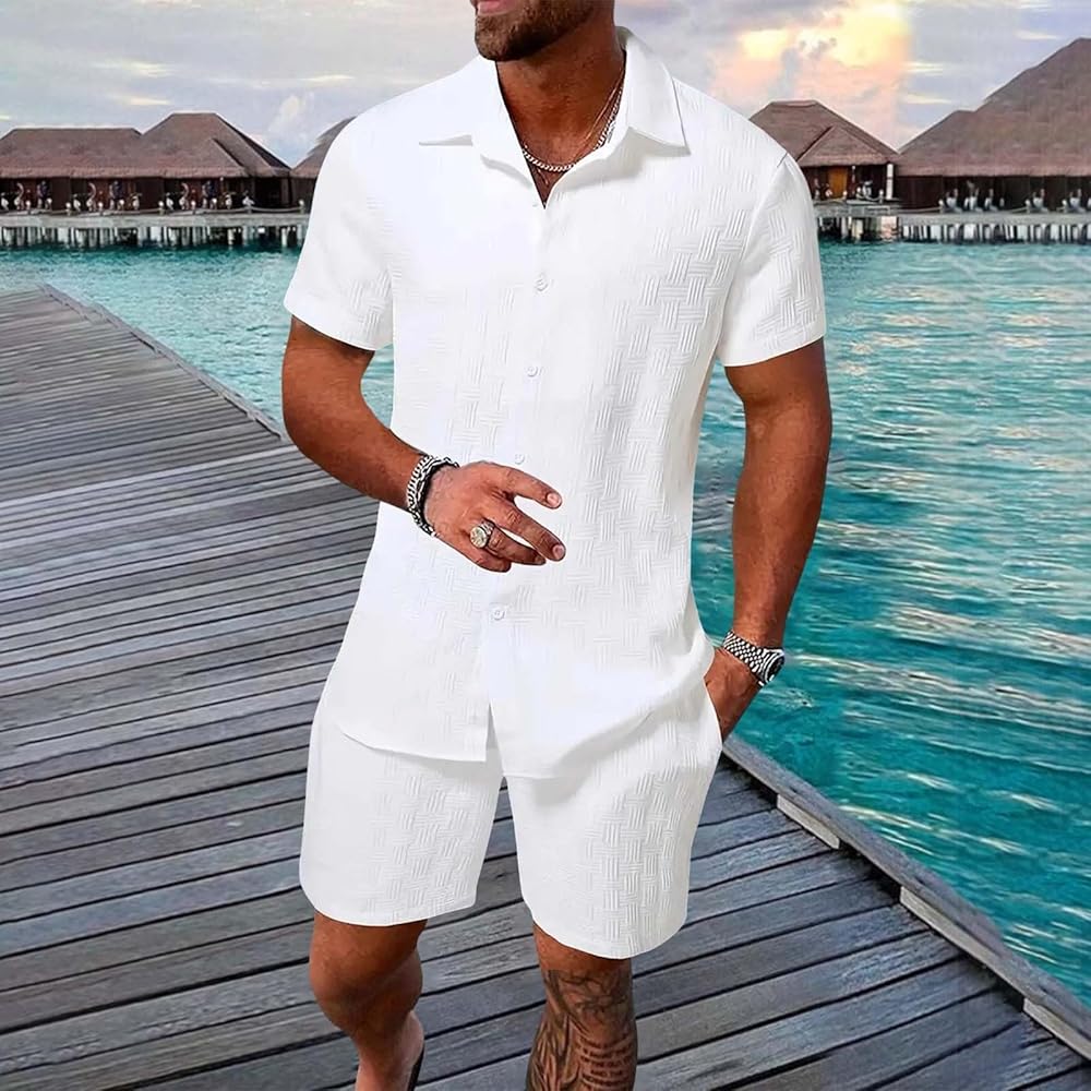 HEONSATI Completini Uomo Estivi Set Casual Cotone Taglie Forti Completo  Sportivo Bluse Con Bottoni E Pantaloncini Larghi Tute Leggeri Mare Slim Fit  Tuta Da Jogging Due Pezzi Oversize Spiaggia : Amazon.it: Moda