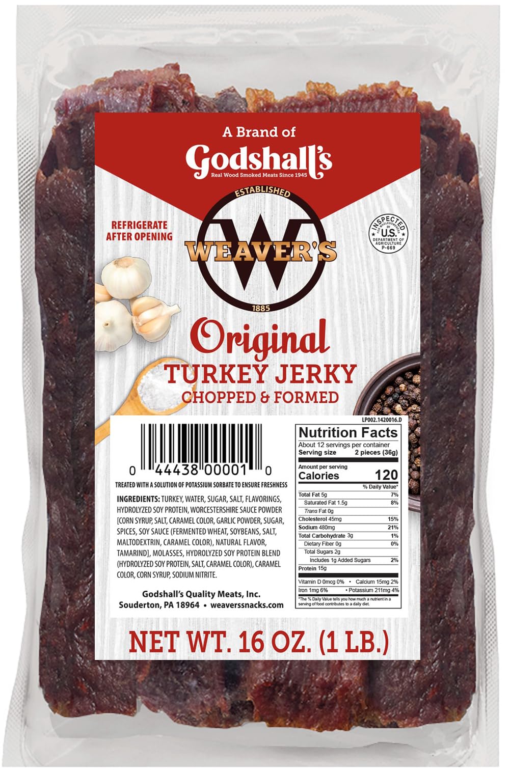 Weaver’s Original Turkey Jerky (16oz turkey jerky strips)