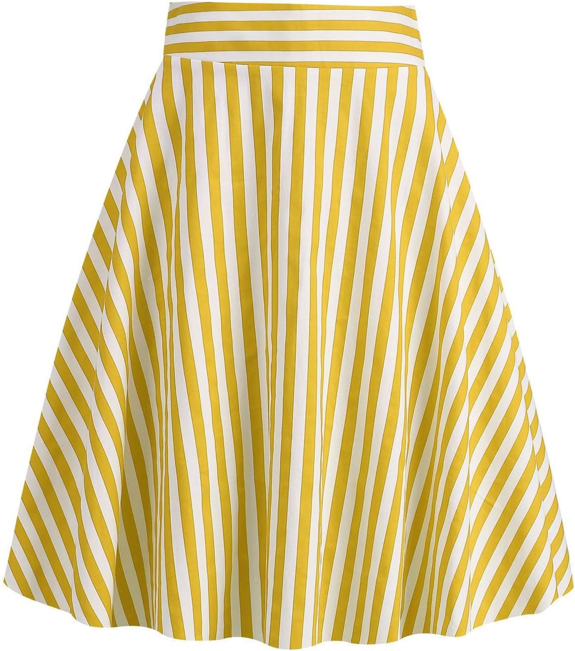 Womens Summer Striped Midi Skirts A-Line Elastic Waist Flowy Skirt Beach Vacation Outfits Plus Size Swing Skirts