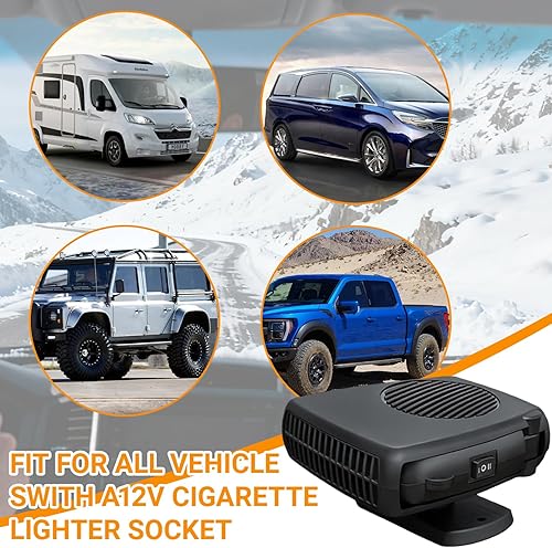 Miniatura 6 de Calentador y ventilador de coche de 12 V 200 W, descongelador portátil de modo dual, giratorio de 360 para desempañar el parabrisas del calentador