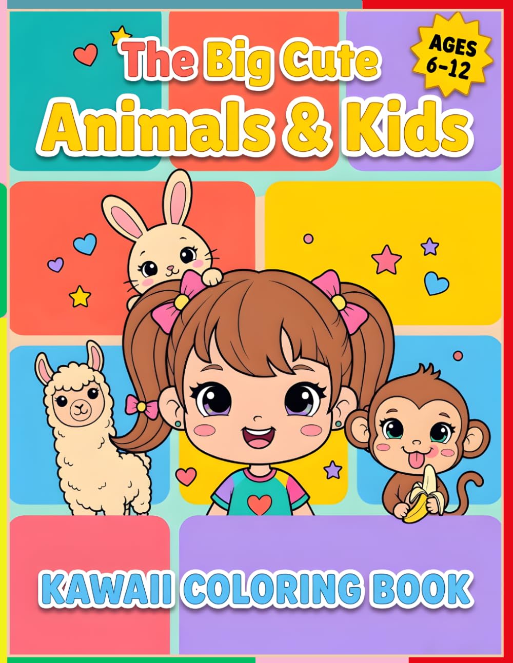The Big Cute Animals & Kids: Kawaii Coloring Book