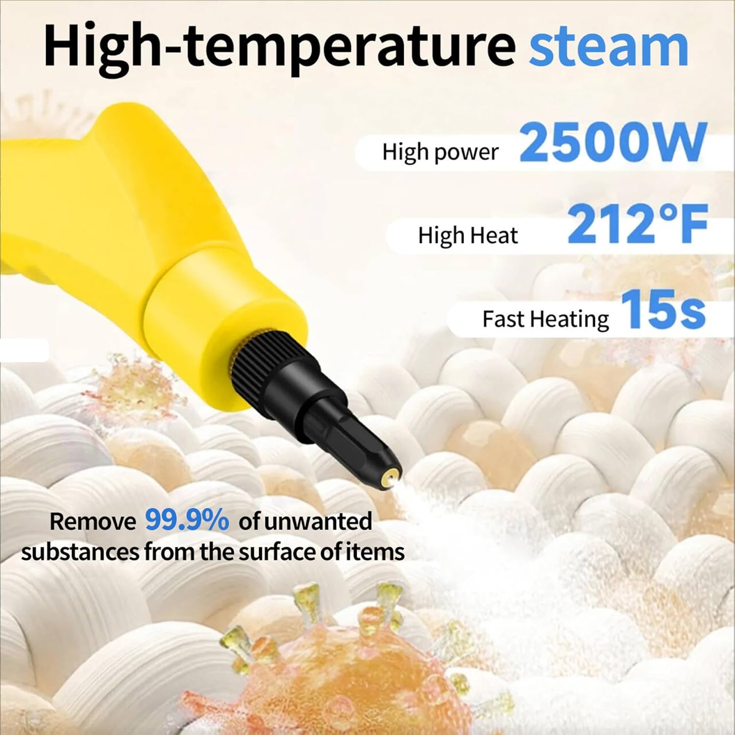 Steam Cleaner,15s Heat-Up 6-Level Adjustable, 3000W Handheld Steam Cleaner for Home with 13 pcs Accessories,Portable Steamer for Kitchens, Grease, Bathroom, Grout,Tile, Floor, Couch and Car