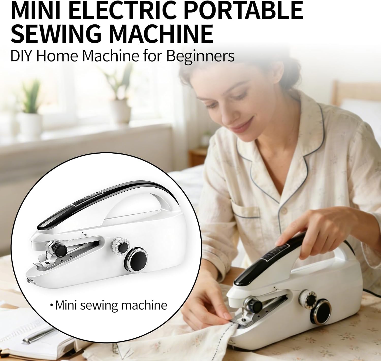 Handheld Sewing Machine, Portable mini Sewing Machine with 20 Thread Colors Emergency Sewing Kit and Storage Case, 2-Speed, Two Power Supply Modes, for Beginners, Adults, DIY, Home, Travel