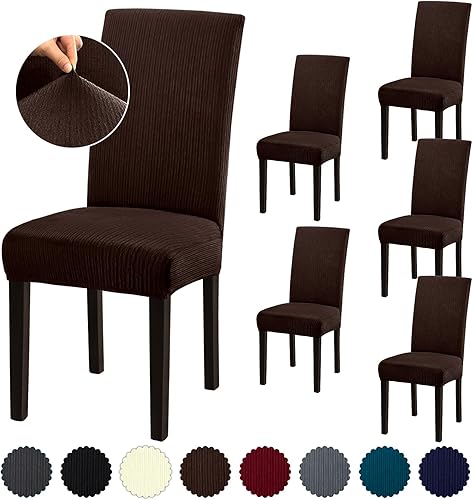Vista 57 de Juego de 6 fundas para silla, fundas elásticas para sillas de comedor, extraíbles y lavables, para sillas de comedor, hotel, ceremonia, color gris