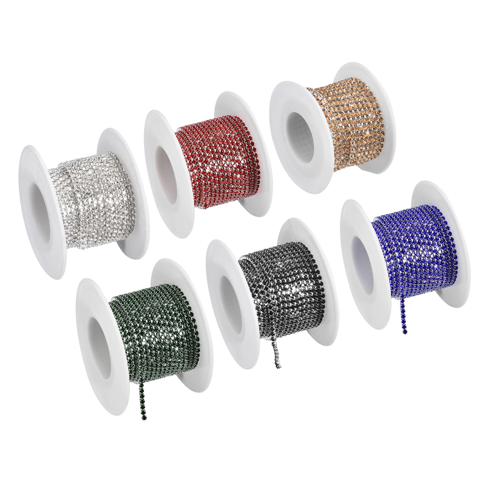 Cadena de diamantes de imitación para decoración de bodas y fiestas DIY uxcell 3mm 6 rollos