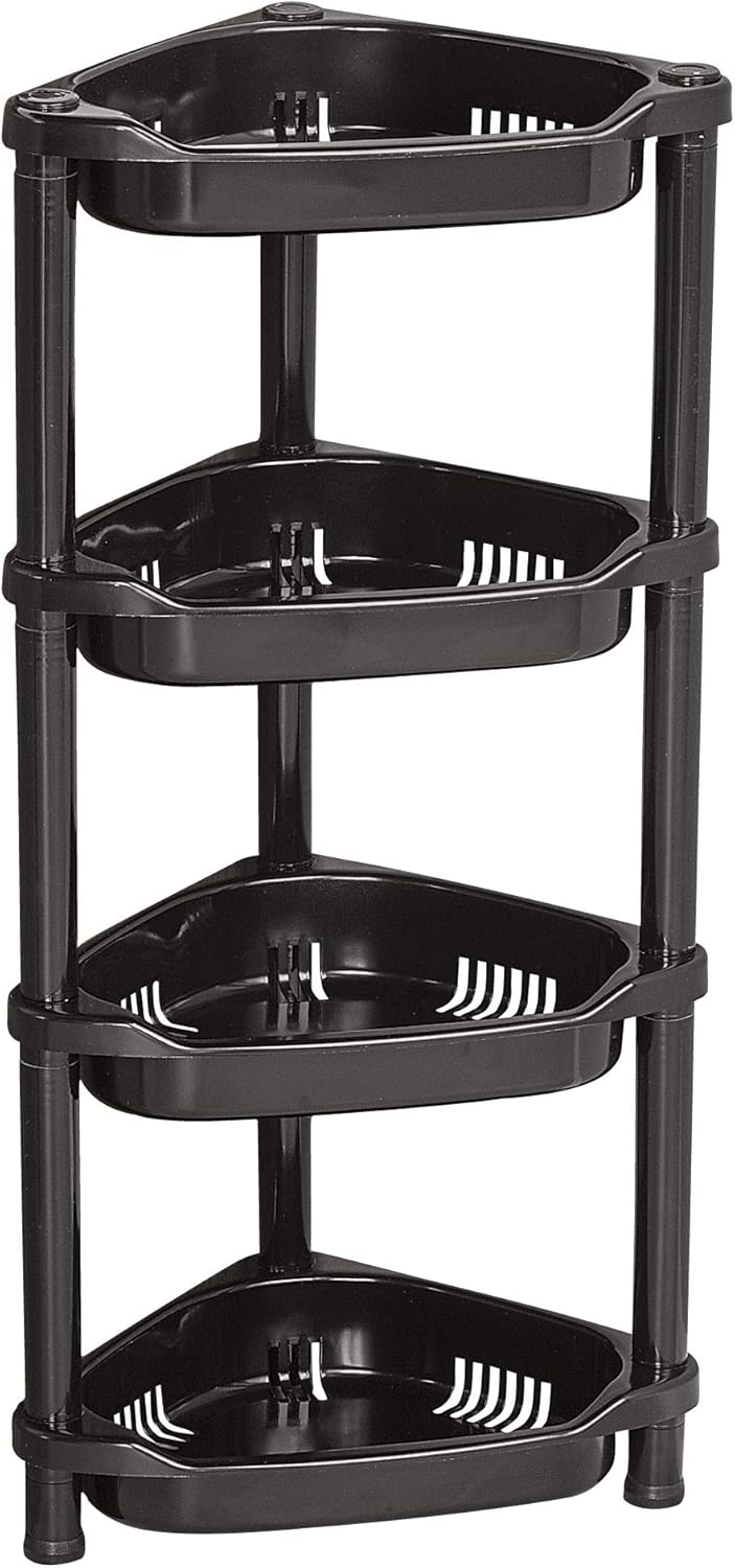 Amazon.com: Collections Etc 4 Tier Corner Storage Tower Rack Black ...