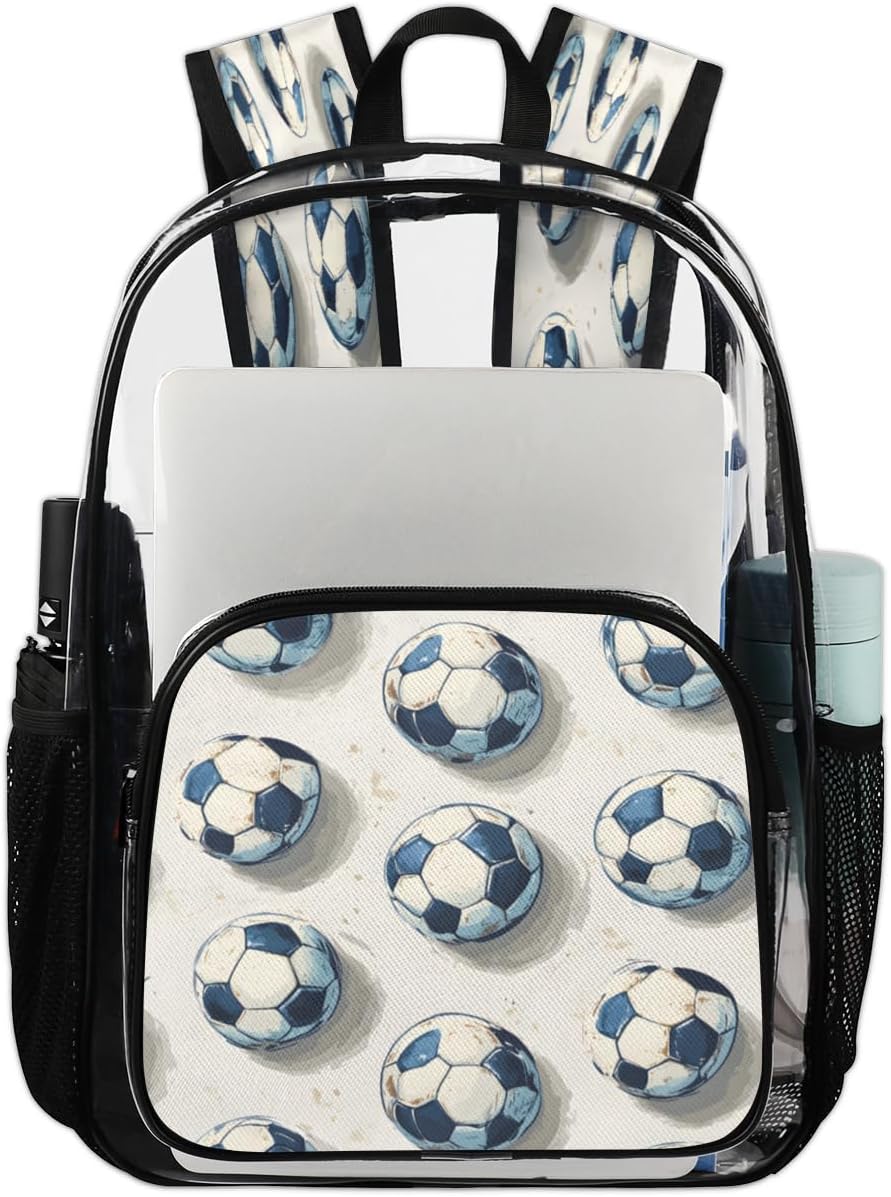 Soccer Clear Backpack for Stadium Events, Sports Game Waterproof Clear Bag for Women Men Adult Sport Work Daily Music Festival and Concerts