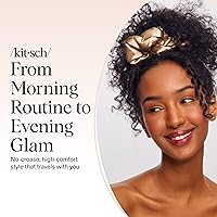 Vista 7 de Kitsch Coleteros de satén para mujer, sin arrugas, coleteros grandes para todo tipo de cabello y texturas, perfectos para día o noche, regalos Dorado