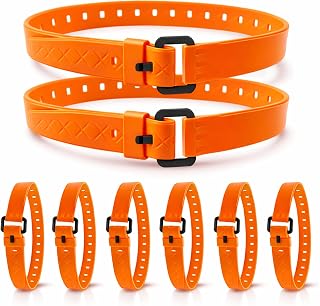 8 Pack Utility Straps with Buckle 22 Inch Length Lashing Straps, Orange | Industrial Reusable Elastic Cable Tie Down for Securing Bike Motor Skis Garden Hoses Fastening Lashing Tool