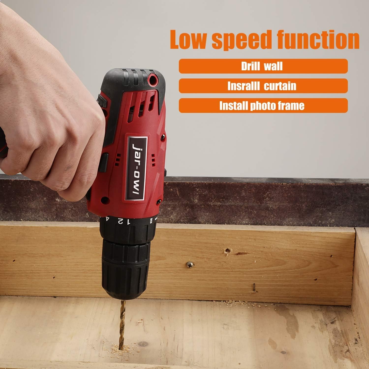 jar-owl 16.8V tool kit with drill Cordless Drill Set & Home Tool Kit, Power Tool Drill set kit with 2 Batteries and Plastic Toolbox Storage Case, 108 Piece