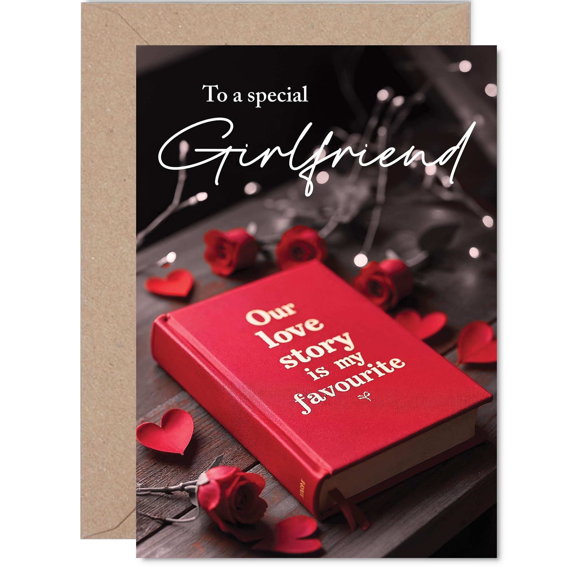 Girlfriend Anniversary Card - Our Love Story - Happy Anniversary Card for Girlfriend from Boyfriend Partner, A5 Wedding Anniversaries Greeting Cards