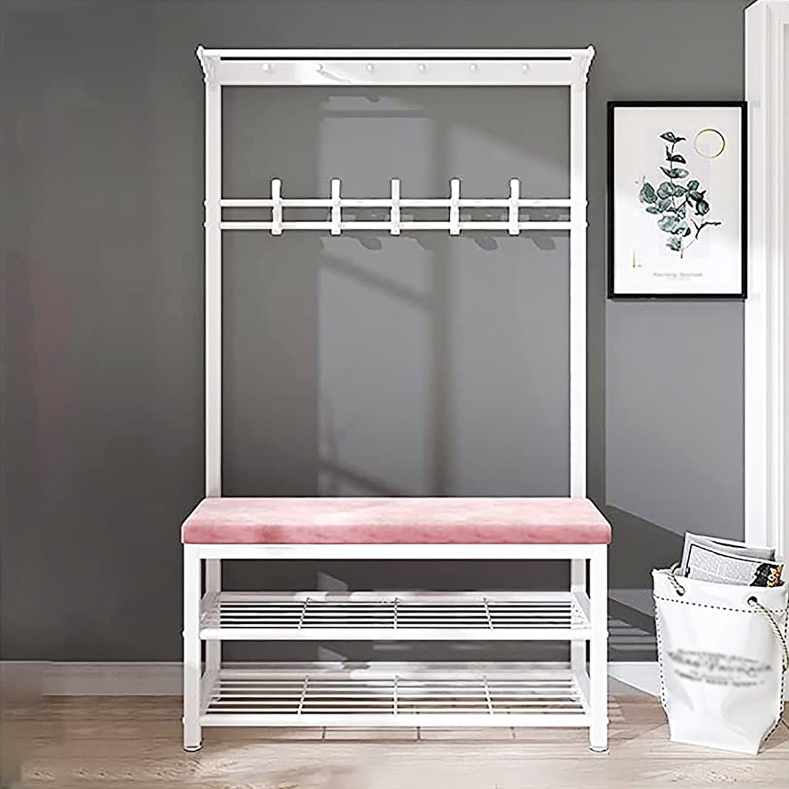 Meuble d'entrée 3 en 1 pour gagner de la place dans un couloir étroit avec un banc intégré